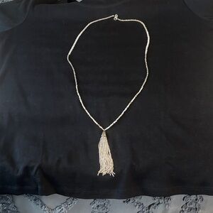 LOFT Silvertone beaded with tassels Necklace
